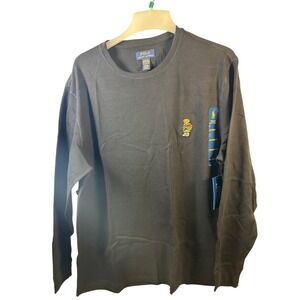 Polo Ralph Lauren‎ 2xl Mens Waffle Knit Thermal Sleep Shirt Polo Bear Black NWT